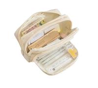 pipisweet 2 x ästhetisches Federmäppchen für Mädchen, Stiftehalter, niedliches Schreibwaren, einfacher Stil, Reißverschluss, Federmäppchen, Schulbedarf, beige, Einheitsgröße