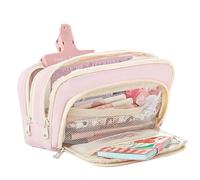 pipisweet 2 x Federmäppchen mit großem Fassungsvermögen, eine einfache Mehrzweck-Schreibwaren-Box und Make-up-Aufbewahrungstasche, rose, Einheitsgröße