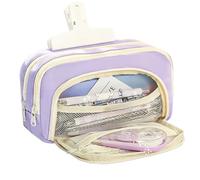 pipisweet 2 x Federmäppchen mit großem Fassungsvermögen, eine einfache Mehrzweck-Schreibwaren-Box und Make-up-Aufbewahrungstasche, violett, Einheitsgröße