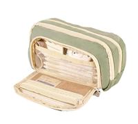 pipisweet 2 x Federmäppchen mit großem Fassungsvermögen, eine einfache Mehrzweck-Schreibwaren-Box und Make-up-Aufbewahrungstasche, grün, Einheitsgröße