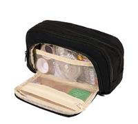 pipisweet 2 x Federmäppchen mit großem Fassungsvermögen, eine einfache Mehrzweck-Schreibwaren-Box und Make-up-Aufbewahrungstasche, Schwarz , Einheitsgröße