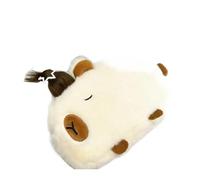 pipisweet Capybara Aufbewahrungstasche für Schreibwaren, lustiger Stifthalter, Afro-Haar, Plüsch-Federmäppchen, Reißverschluss, Tierpuppe, Capybara, Federmäppchen, Schüler, 2 Stück, weiß