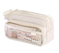 pipisweet Exquisites transparentes Federmäppchen für Studenten, groß, multifunktional, praktische Aufbewahrungstasche für Schreibwaren, 2 Stück, beige, Einheitsgröße