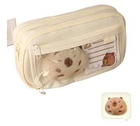 pipisweet Federmäppchen Capybara Cartoon Schreibwaren Halter Tasche mit Broschen, Aufklebern, Clips, Schlüsselanhänger, Kinder-Federmäppchen (mit Puppe), 2 Stück, B, Einheitsgröße