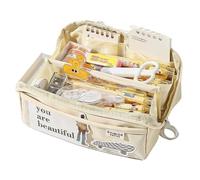 pipisweet Federmäppchen mit 10 Ebenen, großes Fassungsvermögen, transparentes Fach, niedliches Kawaii-Schreibwaren-Organizer, Schulbedarf, beige, Einheitsgröße