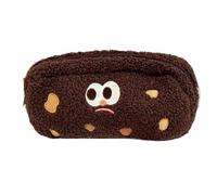 pipisweet Federmäppchen mit niedlichem Keks, groß, Kawaii-Stickerei, für Studenten, Schule, Schreibwaren, Aufbewahrungstaschen, 2 Stück, coffee, Einheitsgröße