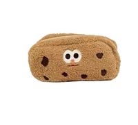 pipisweet Federmäppchen mit niedlichem Keks, groß, Kawaii-Stickerei, für Studenten, Schule, Schreibwaren, Aufbewahrungstaschen, 2 Stück, khaki, Einheitsgröße