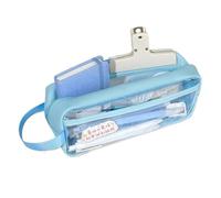 pipisweet Federmäppchen mit transparentem Fach, großes Fassungsvermögen, Schreibwarenhalter, Kawaii, ästhetisches Federmäppchen, Schulbedarf, blau, Einheitsgröße