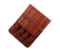 pipisweet Handgefertigter PU-Stifthalter für 4 Stifte, Krokodilmuster, Leder-Federmäppchen, Aufbewahrungstasche, Schreibwaren, Schule, Bürobedarf, 001-4, Einheitsgröße