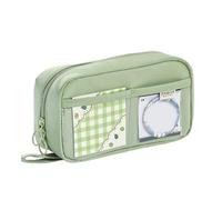 pipisweet Kawaii Federmäppchen mit großem Fassungsvermögen, 3 Fächer, Stifttasche, doppelseitige Öffnung, Studenten, Schreibwaren, Organizer, Schulbedarf, grün, Einheitsgröße