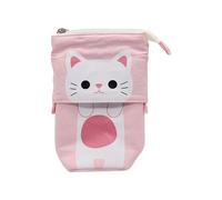 pipisweet Niedliches Federmäppchen aus Segeltuch, Cartoon-Design, einziehbar, faltbar, stehend, Kawaii-Schreibwaren, B, Einheitsgröße