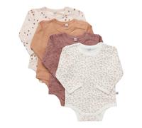 Pippi 4er-Pack Bodys langarm Blumen Tiere 80 natur/rosa/altrosa