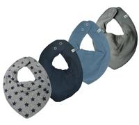 Pippi 4er Set ~ zur Auswahl ~ Baby Dreieckstuch Halstuch 4 Stück Organic Cotton Sterne (Sterne auf grau/navy/jeansblau/dark grey)