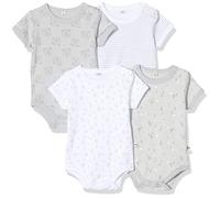 PIPPI Unisex Baby 4er Pack Aufdruck, Kurzarm Formender Body, Beige (Harbor Mist 190), (Herstellergröße:92)