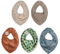 Pippi Baby Halstuch 5er Pack Dreieckstücher (Green-Star-5er)