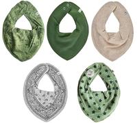 Pippi Halstuch 5er Pack Baby Dreieckstücher Halstücher SPARPACK (All Green Leaves)
