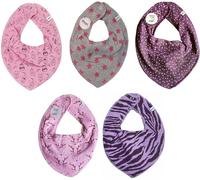 Pippi Halstuch 5er Pack Baby Dreieckstücher Halstücher SPARPACK (Girls Zebra)