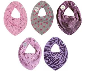 Pippi Halstuch 5er Pack Baby Dreieckstücher Halstücher SPARPACK (Girls Zebra)