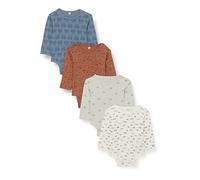 Pippi 4er-Pack Bodys langarm Fahrzeuge Tiere 80 blau/natur/braun