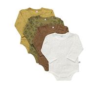 PIPPI Unisex Baby Body LS AO-printed (4-pack) Formender Body, Yellow, 80