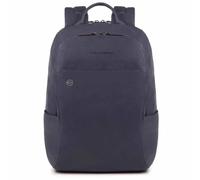 Piquadro Black Square Laptop-Rucksack 14" aus Leder oceanblau