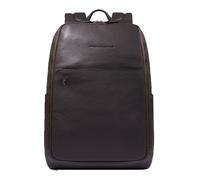 PIQUADRO Black Square Backpack Wide Opening 14" Dark Brown