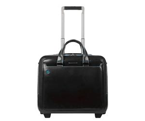 Piquadro Black Square Briefcase with wheels 2 compartments black