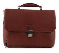 PIQUADRO Black Square Expandable Computer Briefcase Tobacco