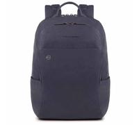 Piquadro Black Square Laptop-Rucksack 14" aus Leder oceanblau