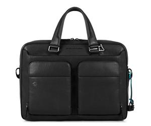 Piquadro Black Square Schmale Kurzgrifflaptoptasche 15" mit Tabletfach schwarz