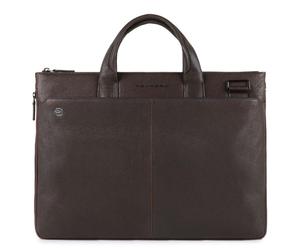 Piquadro Black Square Schmale Laptoptasche 15.6" erweiterbar dunkelbraun