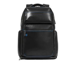 Piquadro Blauwe Vierkante Computer Rugzak Met USB Zwart, zwart
