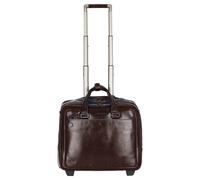 Piquadro Black Square Briefcase with wheels 2 compartments brown