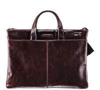 Piquadro Blue Square Erweiterbare, schmale Kurzgrifftasche mit doppeltem Fach Mahagoni