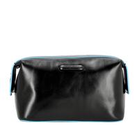 Piquadro Blue Square Kulturbeutel schwarz, fein genarbtes Leder, Herren