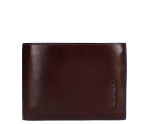 Piquadro Blue Square Men's Wallet With Flip Up With ID/Coin Pocket mahogany