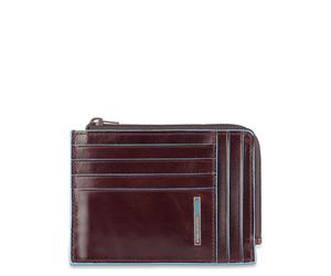 Piquadro Blue Square Reißverschluss-Münzbeutel mit Dokumenten Mahagoni