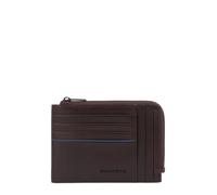 Piquadro Blue Square Revamp Reißverschluss-Münzbeutel mit Kreditkartenfächern, Dunkelbraun - Farb-Varianten: Dunkel Braun