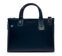 Piquadro Blue Square Shopper Tasche Leder 38 cm Laptopfach mit Dehnfalte blau