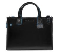 Piquadro Blue Square Shopper Tasche Leder 38 cm Laptopfach mit Dehnfalte schwarz