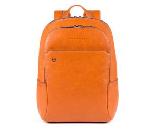 Piquadro Blue Square Special Kleiner Rucksack aus fluoreszierendem Leder Orange