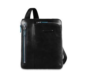 Piquadro Blue Square Umhängetasche mit doppelter Vortasche Schwarz