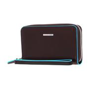 PIQUADRO Blue Square Zip Around Smartphone Wallet Clutch RFID Mogano