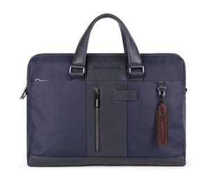 Piquadro Brief 2 Kurzgrifflaptoptasche aus rezykliertem Stoff für 15,6" Blau