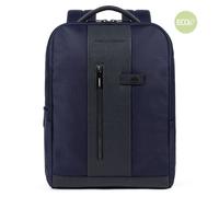 Piquadro Brief 2 Laptoprucksack 15,6" aus rezykliertem Stoff mit iPad Blau