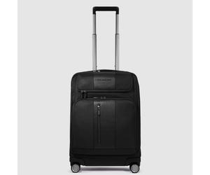 Piquadro Brief 4-Rollen Laptop-Trolley Koffer in Handgepäckgröße Schwarz