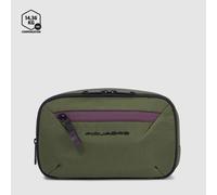 Piquadro Corner 2.0 Kulturbeutel aus recycled Stoff Salbeigrün