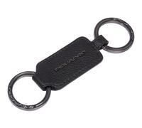 PIQUADRO Cronus Leather Men's Keychain With Two Rings Black