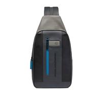 PIQUADRO Einschultertasche aus Leder mit iPad 11 Zoll, Rucksack schwarz, One Size, Schwarz - Grau, Einheitsgröße