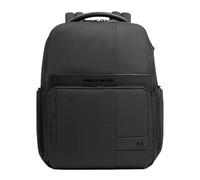 Piquadro Laptop-Rucksack Wollem erweiterbar 15,6" Leder und Stoff Schwarz